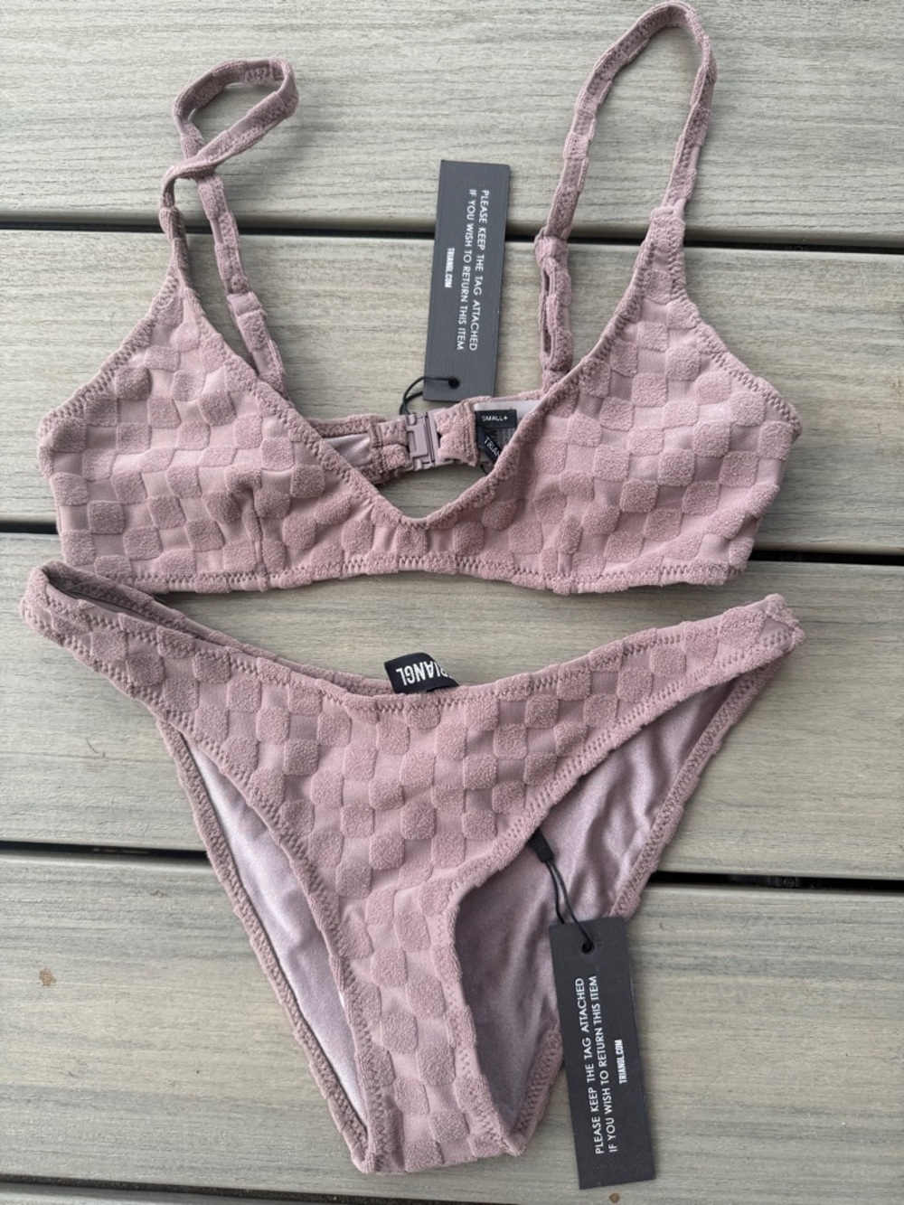 triangl swimwear textured checkered bikini set NWT